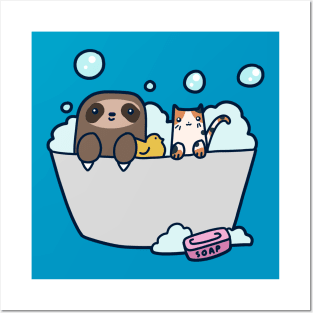 Sloth Kitty Bath Posters and Art